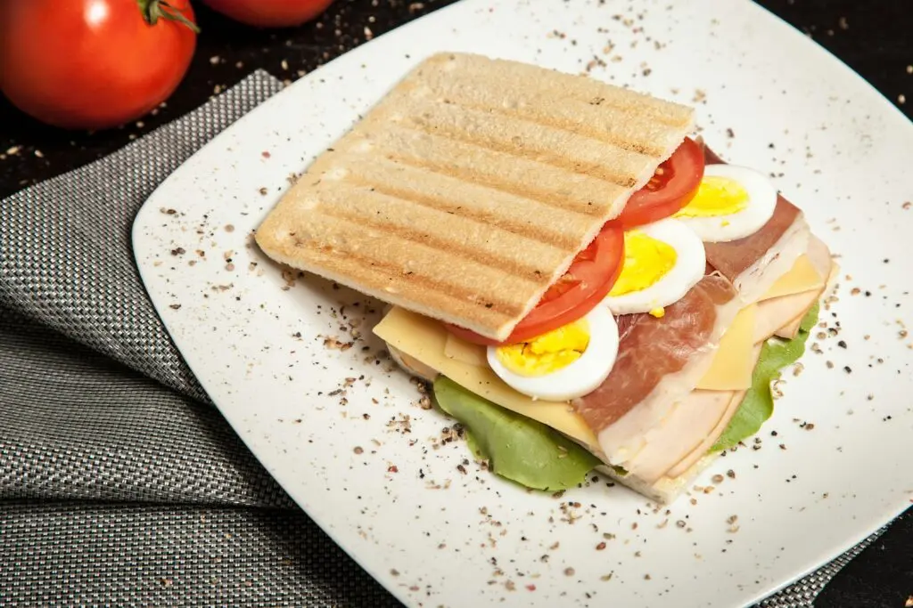 boiled eggs andsliced tomatoes