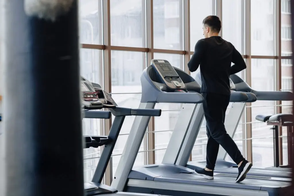 walking on treadmill