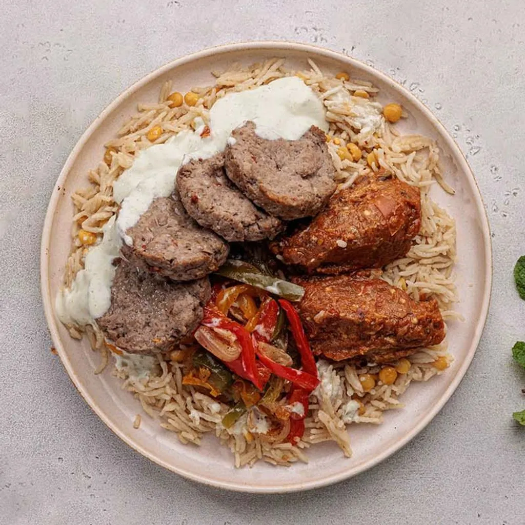 Kofta with Zaalouk and Rice